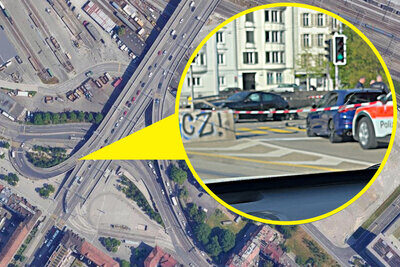 Die Flucht des Maseratis endete bei der Abfahrt am Ende der Hardbrücke in Zürich. Bild: Pentti Aellig, STREETLIFE