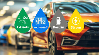 Womit fährt die Zukunft? Welche Antriebsform wird sich durchsetzen? Strom, Wasserstoff, Benzin oder doch die E-Fuels?