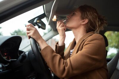 Schminken beim Autofahren