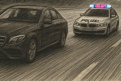 Als die Polizeipatrouille Blaulicht und Sirene aktivierten, reagierte der Neulenker die Flucht. Symbolbild: Illustration ist KI generiert