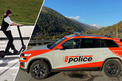 Der Test auf der Messrolle zeigte: Das E-Trottinett erreichte eine Spitzengeschwindigkeit von 126 Stundenkilometern. Bild: Kantonspolizei Wallis / Freepik