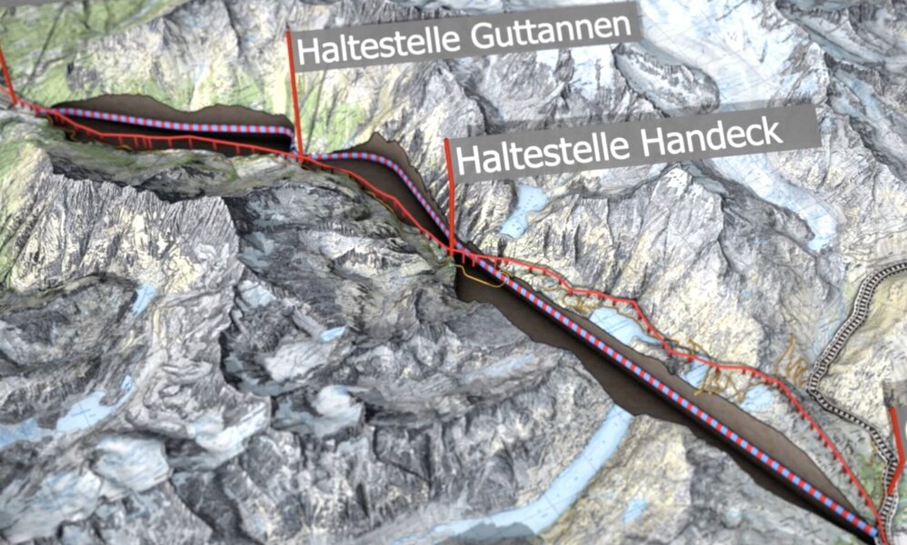 Das abgelegene Berner Haslital soll mit dem Oberwallis verbunden werden. Bild: Screenshot www.grimseltunnel.ch