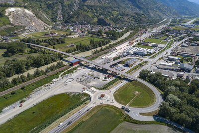 Baustelle des Autobahnanschluss Raren an der A9 im Kanton Wallis