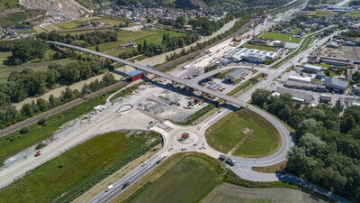 Baustelle des Autobahnanschluss Raren an der A9 im Kanton Wallis
