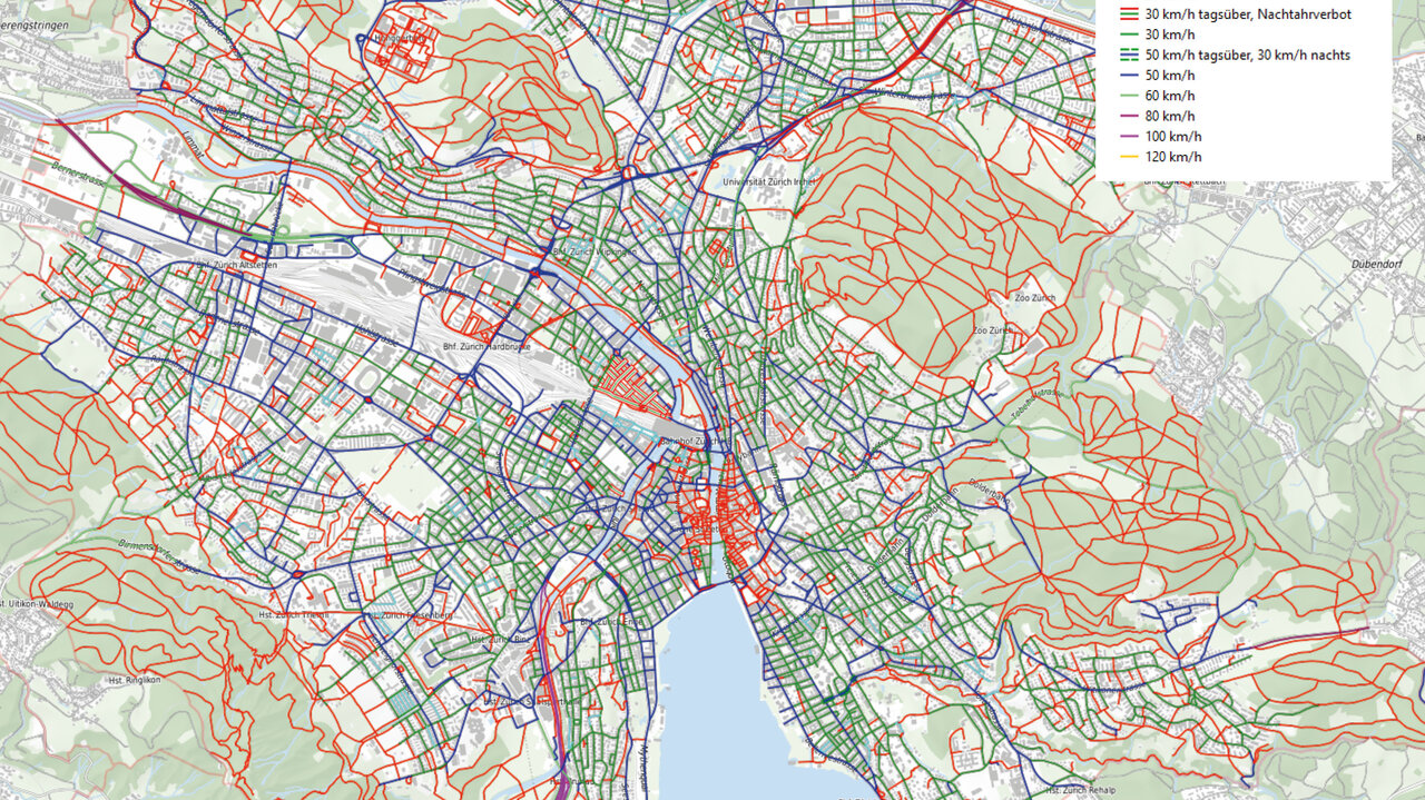 Tempo 30 in der Stadt Zürich heute