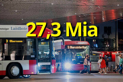 Fast jeder vierte zurückgelegte Personenkilometer fand 2023 mit dem öffentlichen Verkehr statt. Bild: Stadtbus Winterthur