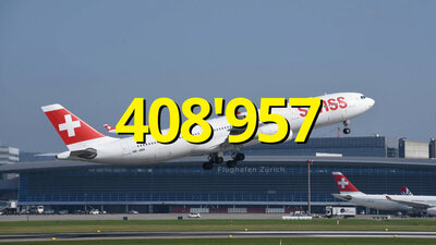 Startender Flieger am Flughafen Zürich