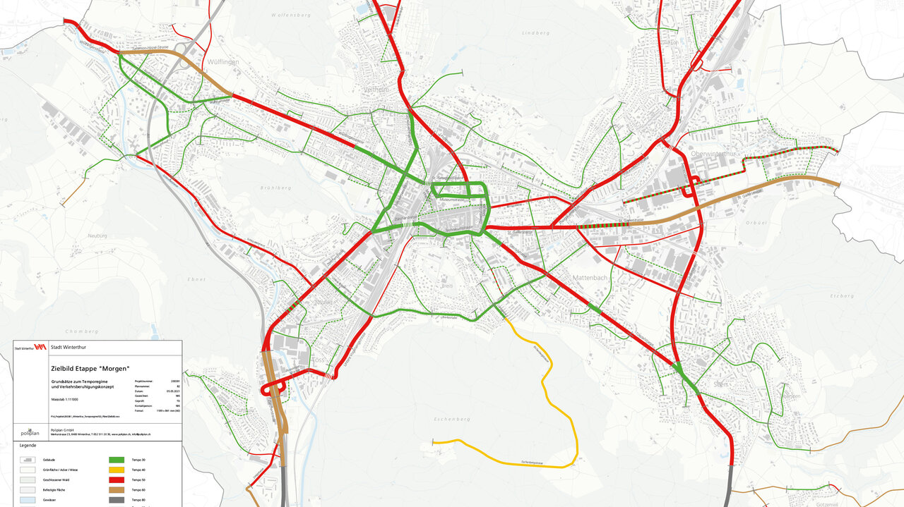 Tempo 30 in der Stadt Winterthur bis 2025