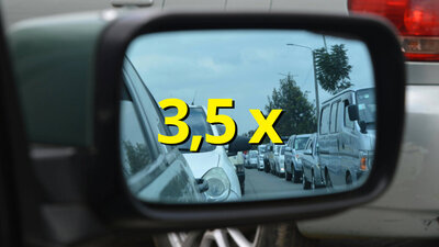 Rückspiegel mit Stau