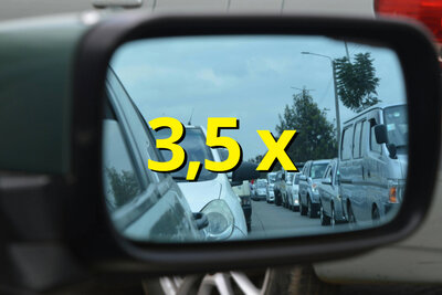 Rückspiegel mit Stau