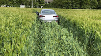 Wie bei diesem Unfall im Kanton Aargau im Januar 2024 raste auch der junge Kroate bei Boppelsen ZH ins Feld. Vom Vorfall liegen keine Aufnahmen vor. Symbolbild: Kantonspolizei Aargau