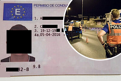 Bei einer Polizeikontrolle in Winterthur präsentierte der 28-jährige Dachdecker einen gefälschten spanischen Führerausweis. Bildmontage Symbolbild: STREETLiFE, Polizei Luzern