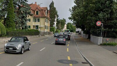 Seit 31. Juli 2025 ist diese Tempolimite nicht mehr aktuell: Auf der Seestrasse zwischen Erlenbach und Zürich gilt jetzt Tempo 50. Bild: Google Maps