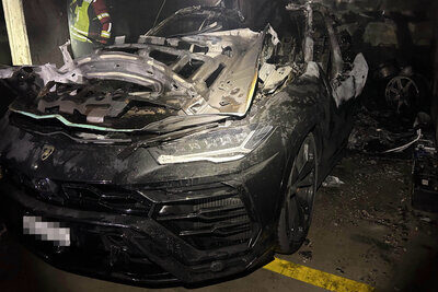 Der in der Garage abgestellte Lamborghini wurde als Brandherd ausgemacht. Bild: Kantonspolizei Aargau