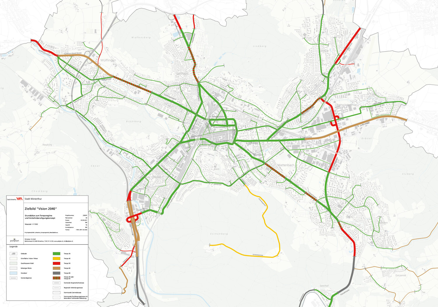 Tempo 30 in der Stadt Winterthur bis 2040